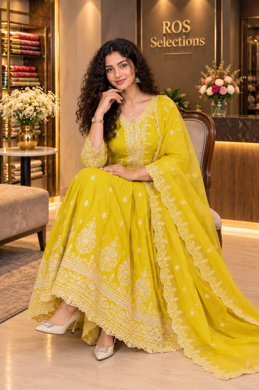 Women's pleated Indian Anarkali set