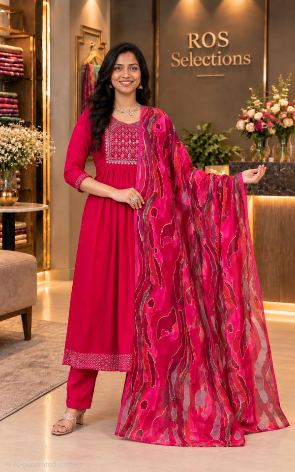 Women's Velvet Three Piece churidar set | ROS SELECTIONS