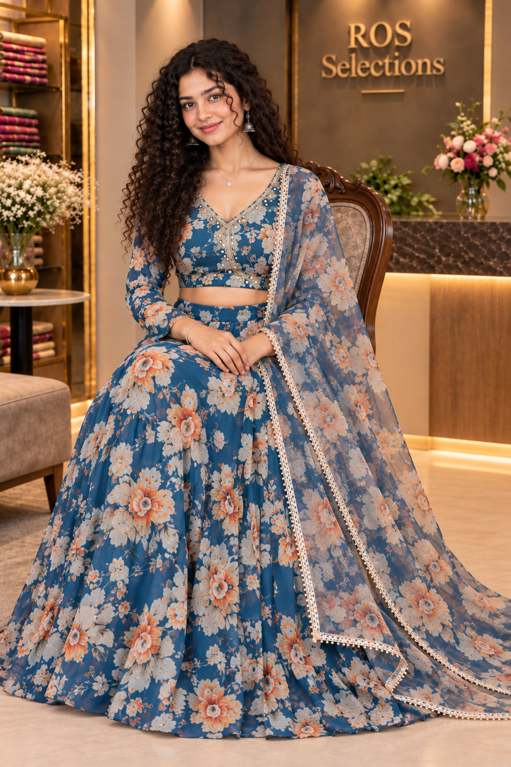Women's floral crop top and skirt