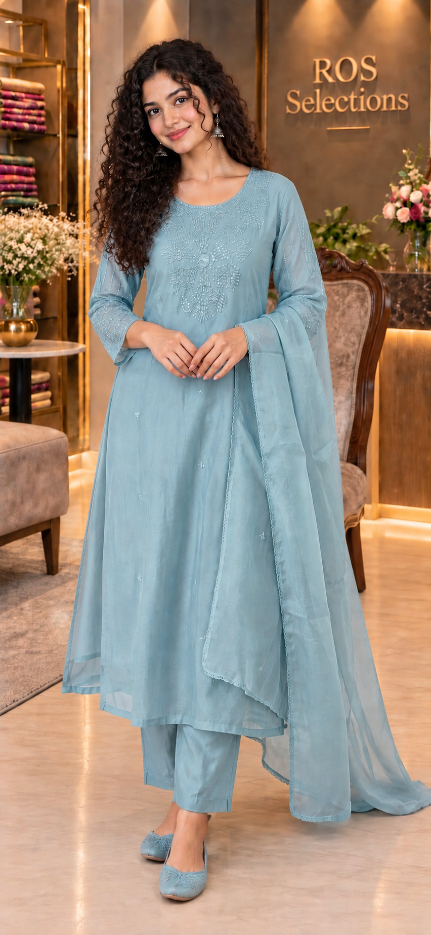Women's heavy worked mul chantheri  churidar set