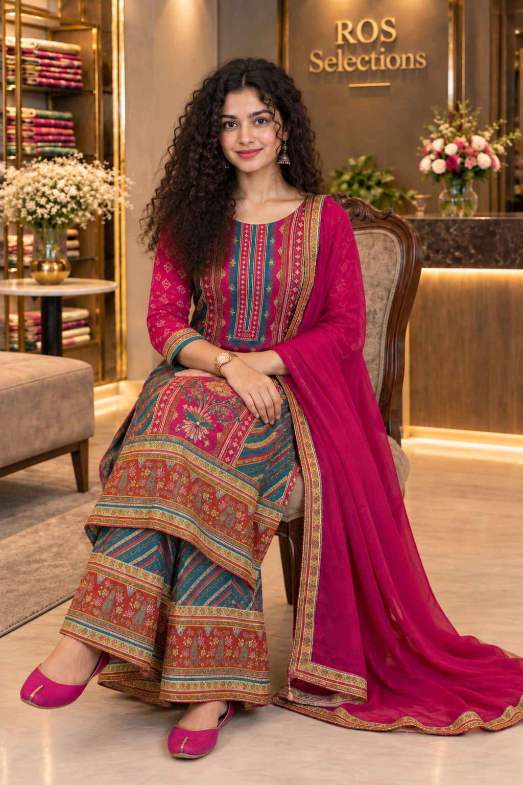 Women's Crepe silk kurti with sharara bottom