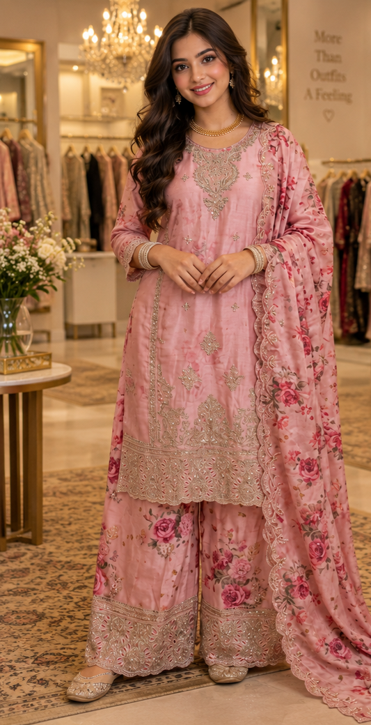 Women's chinnon silk Indian salwar suit