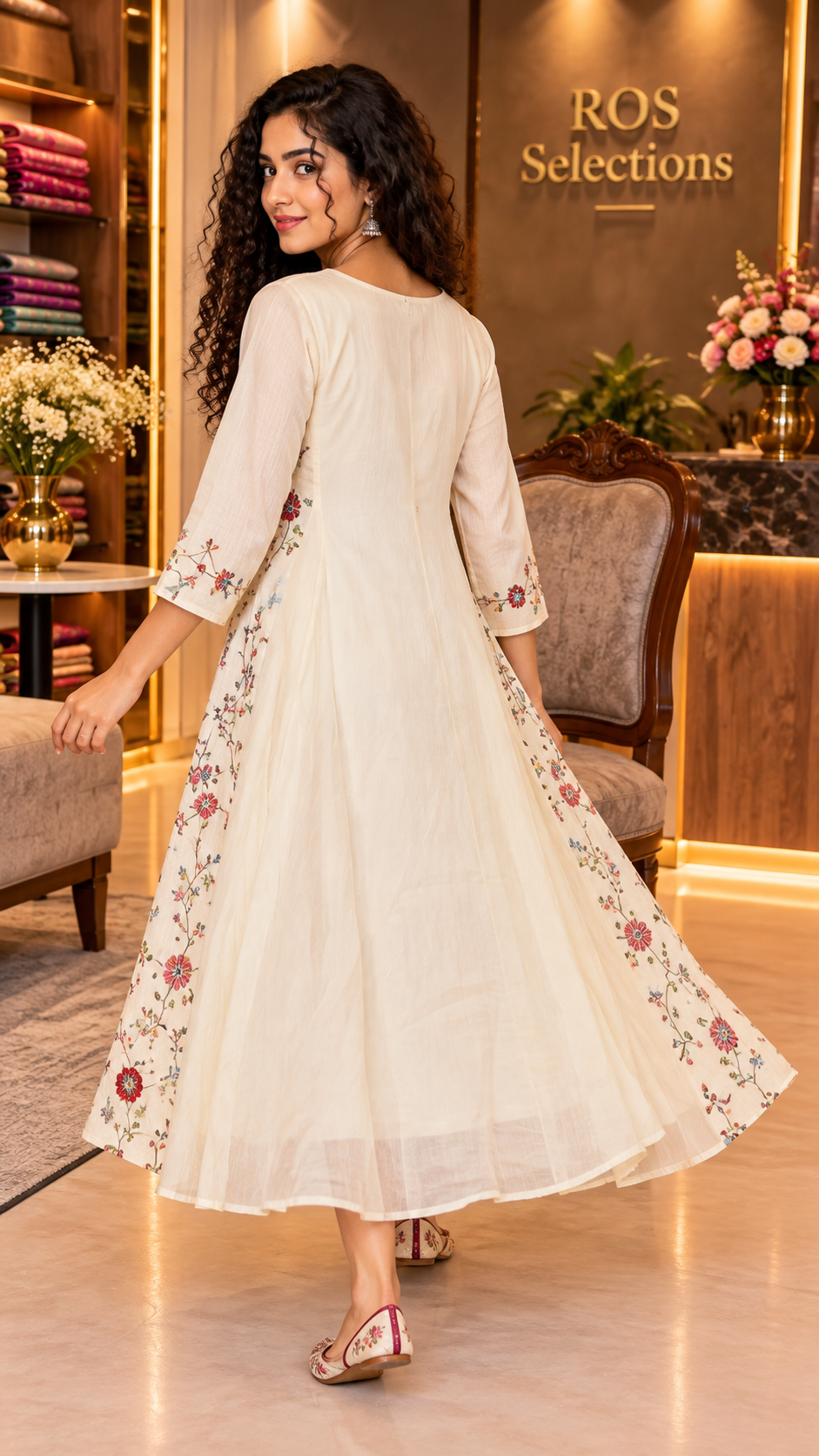 Cotton+ mul chantgeri embroidered dress / kurti