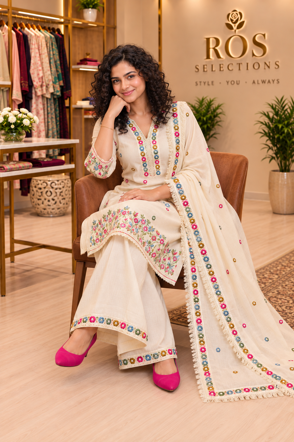 Cotton Short Kurti with devider bottom fully embroidered