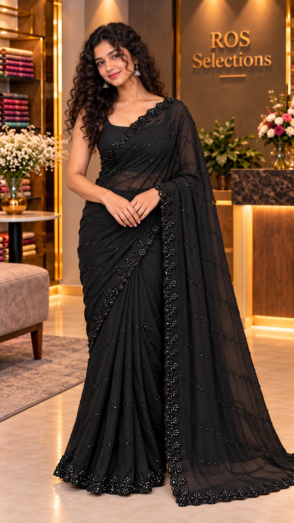 Indian party wear black saree
