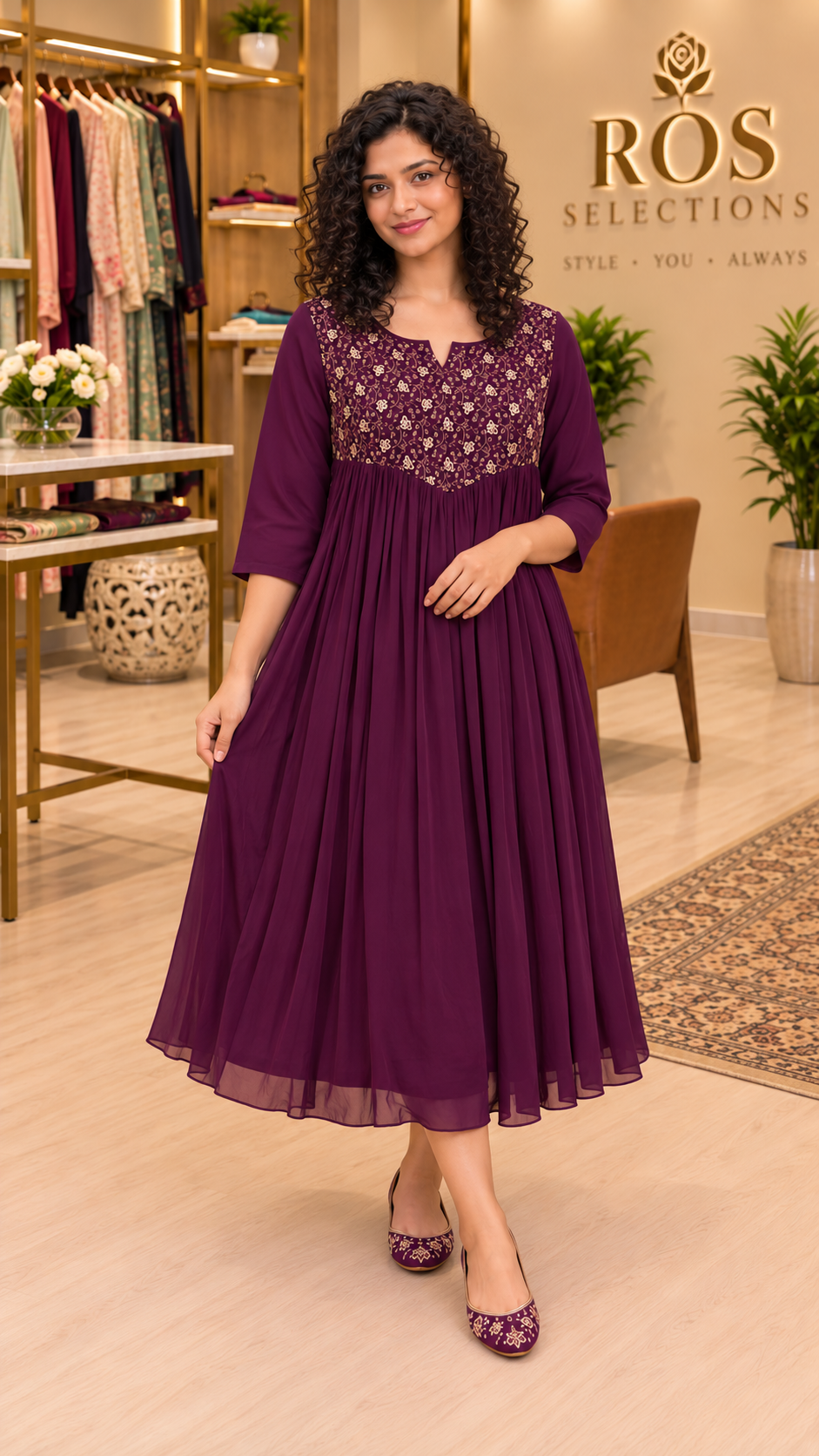 Women's Georgette dress - wine