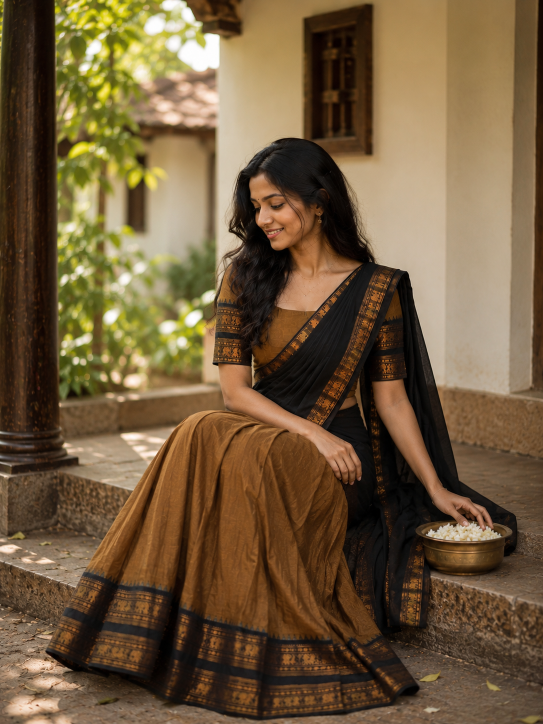 Beautiful Pure Kanchi cotton ready to wear dhavani set