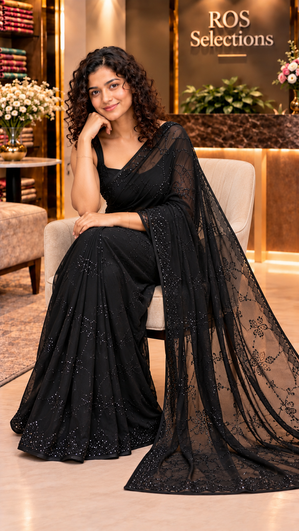 Bollywood partywear black saree