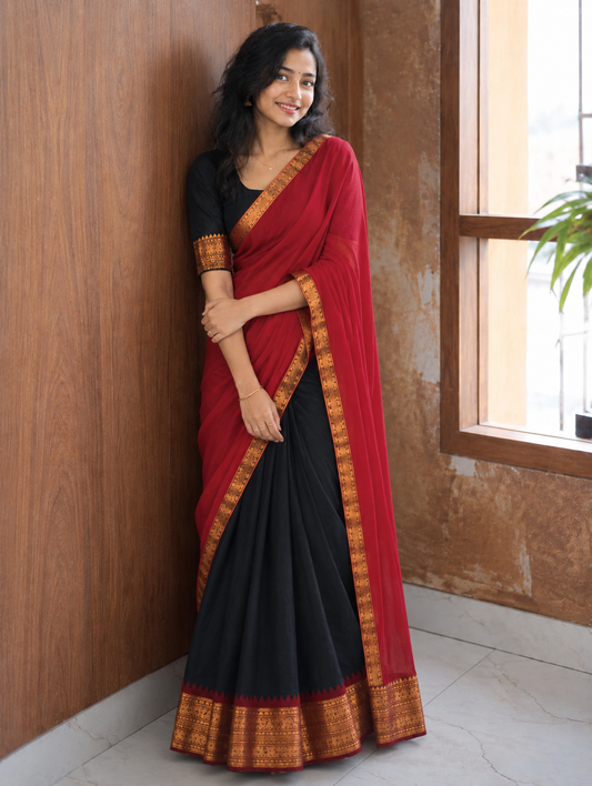 Beautiful Pure Kanchi cotton ready to wear dhavani set