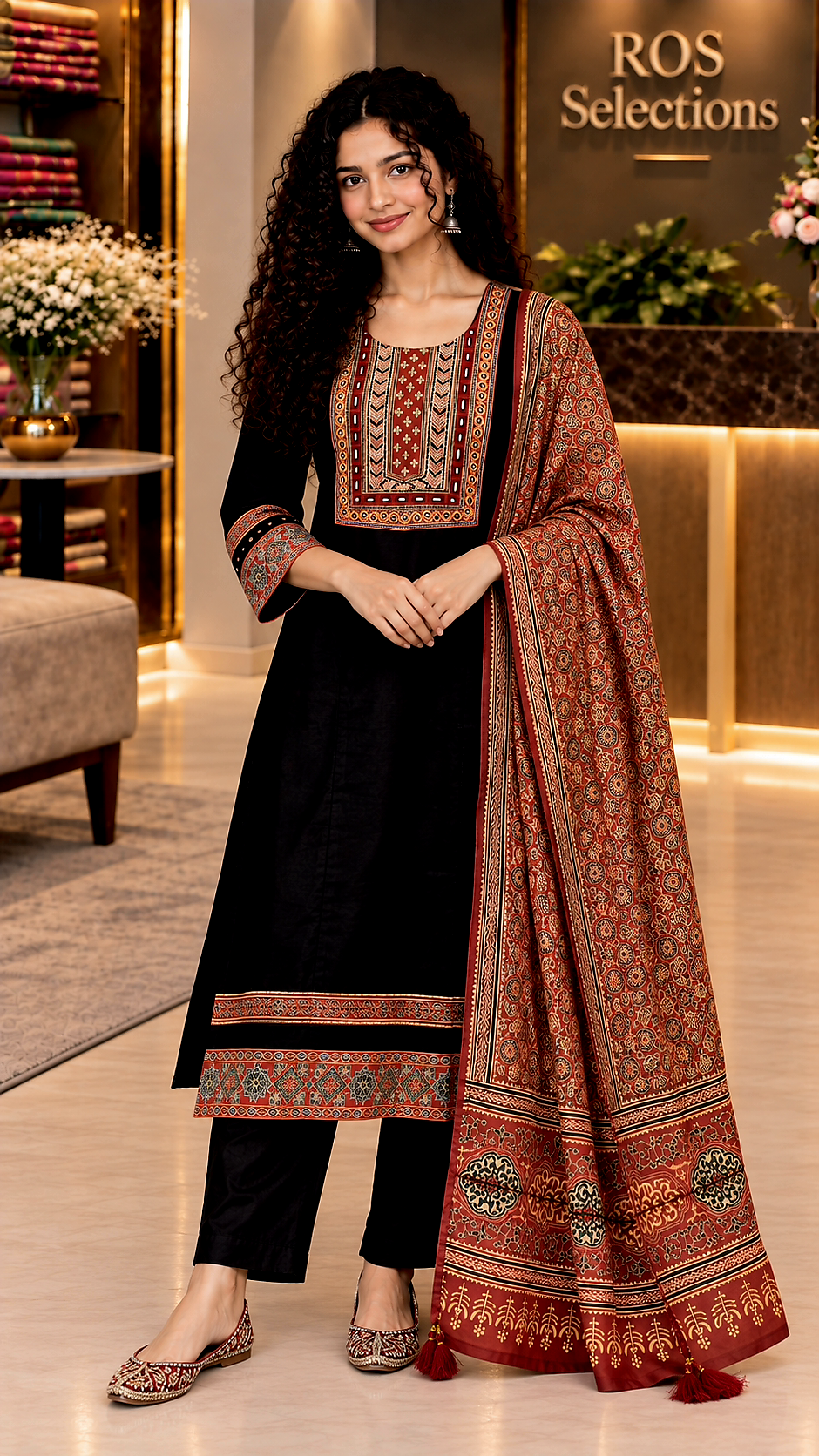 Gajji silk salwar suit -Black & maroon