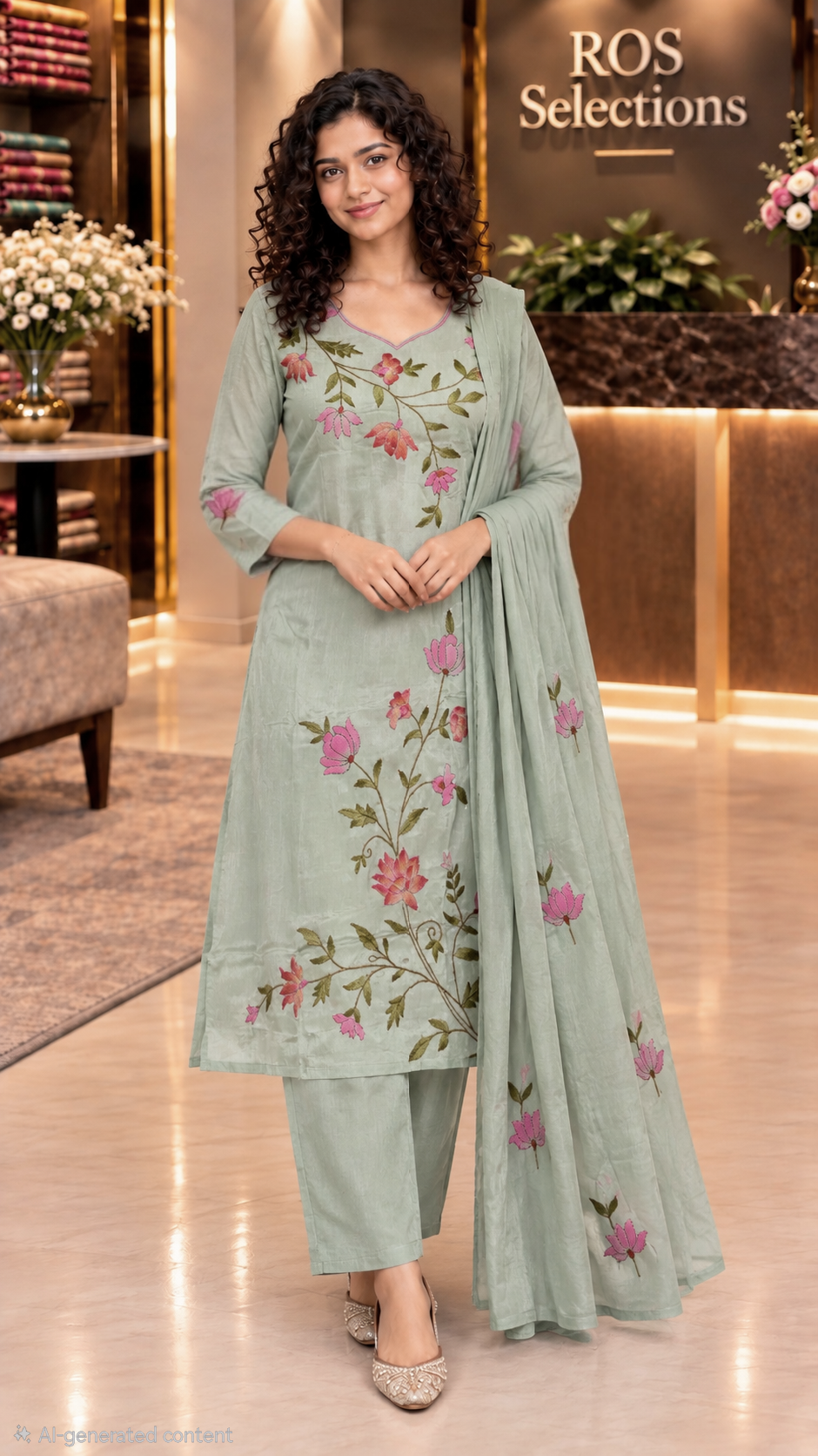 Crepe kantha work salwar set