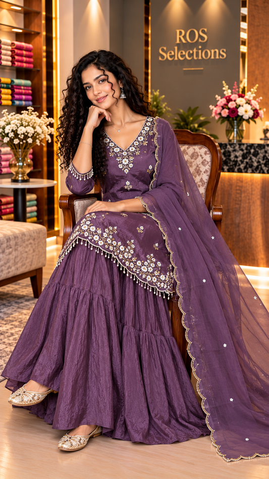Bollywood style Pure chinnon partywear garara set