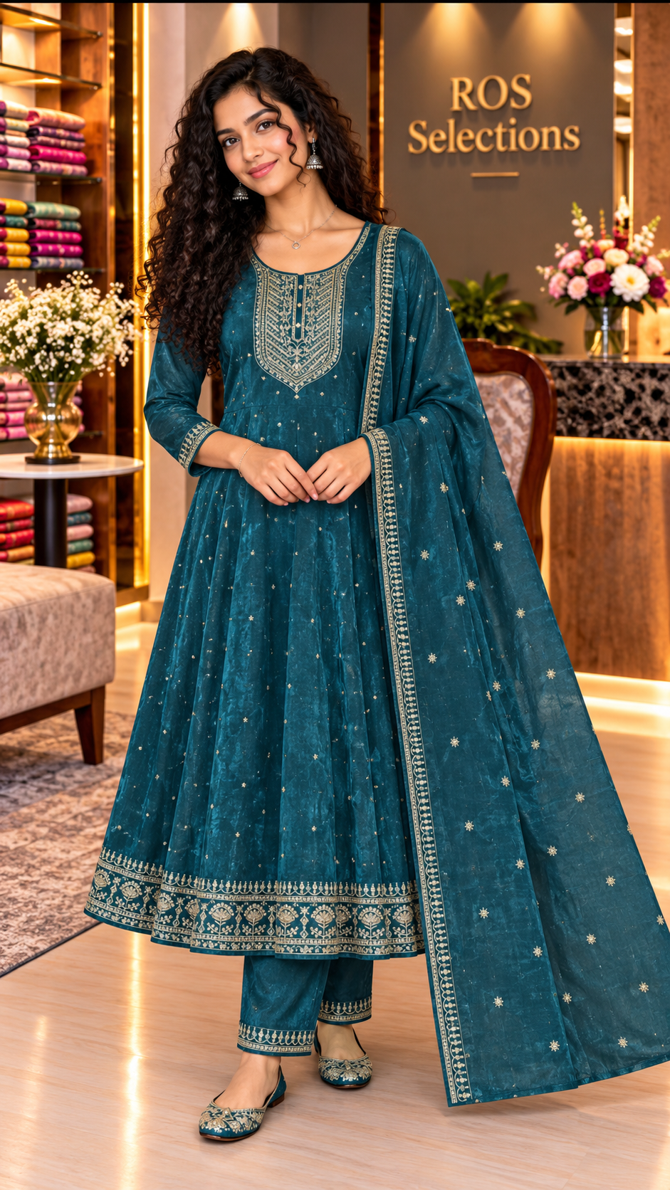 Velvette organza anarkali set