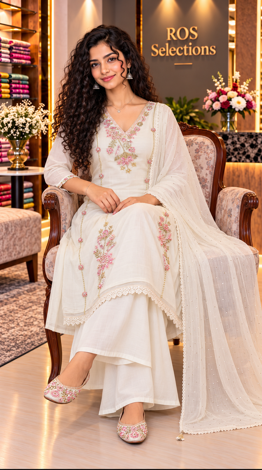 Fully handworked mulchantheri kurti set