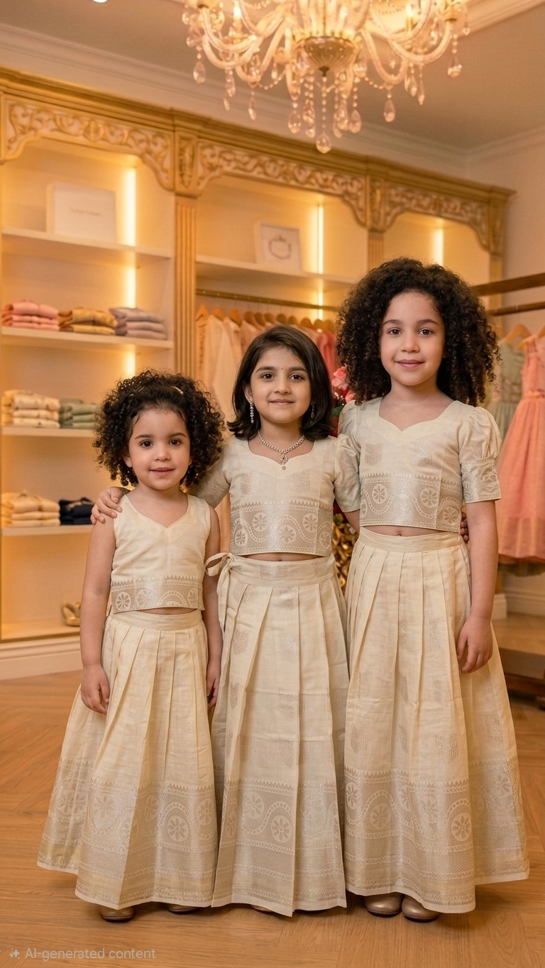 Stunning girls Onam skirt and top