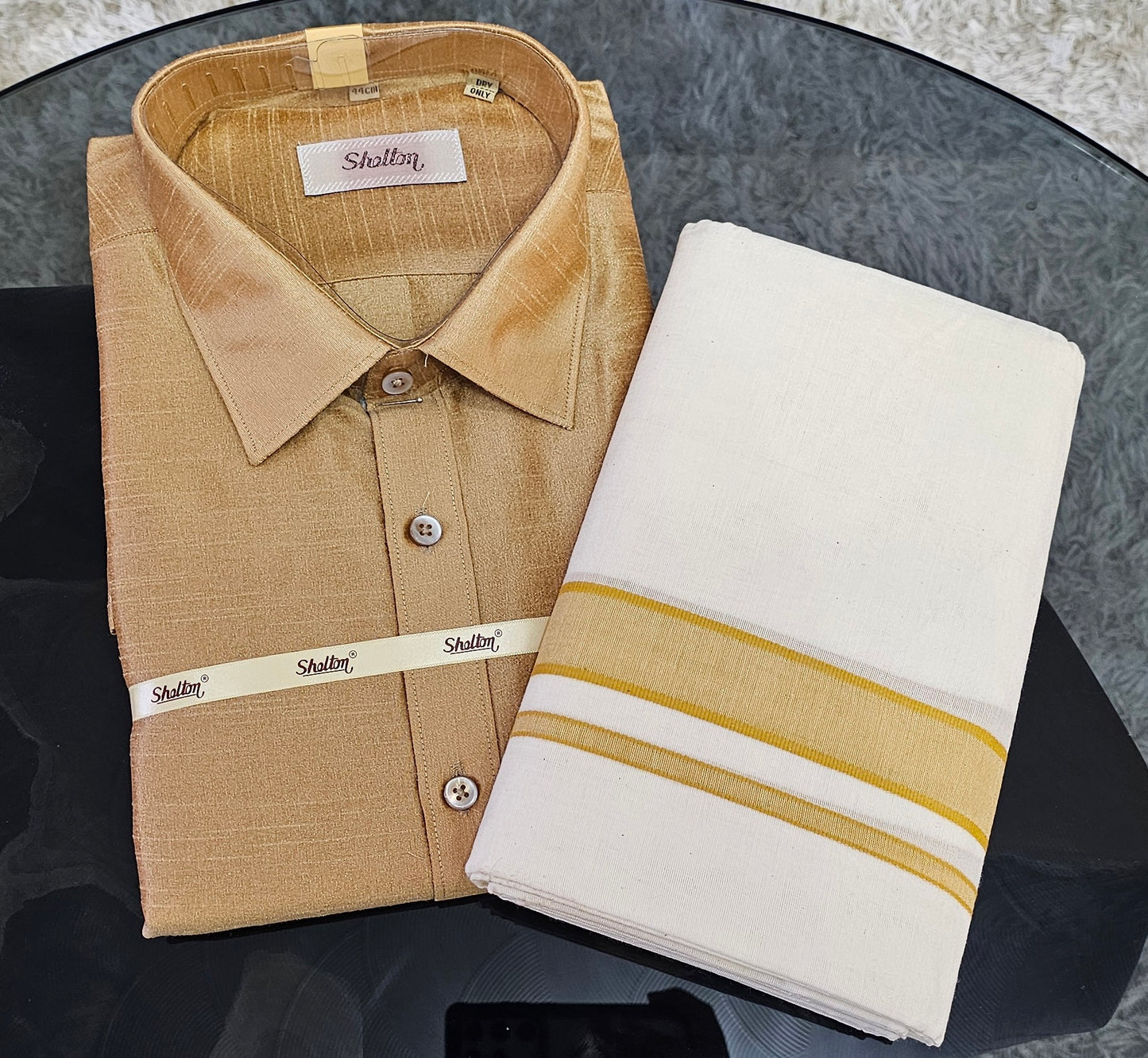 Gold Shirt and Mundu