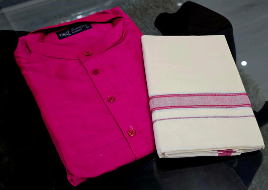 RaniPink kurtha and Mundu