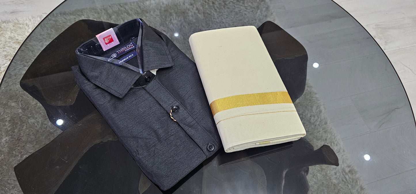 Black Shirt and Mundu