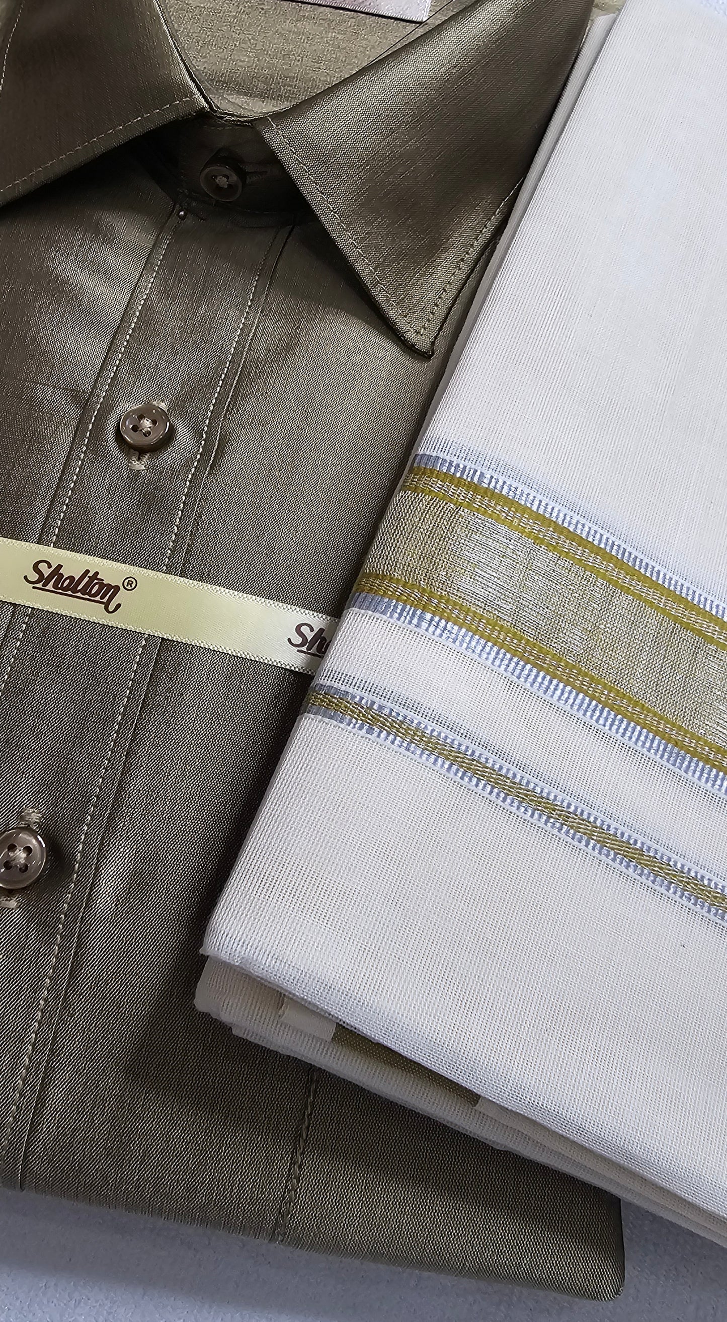 Half Sleeve Silk Shirt and Mundu