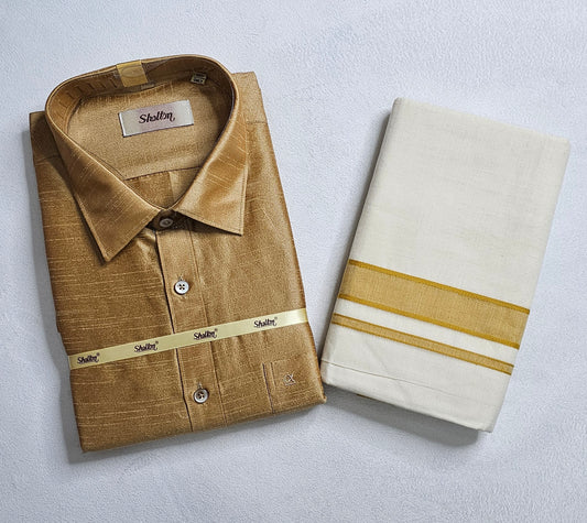 Full Sleeve Silk Shirt and Mundu