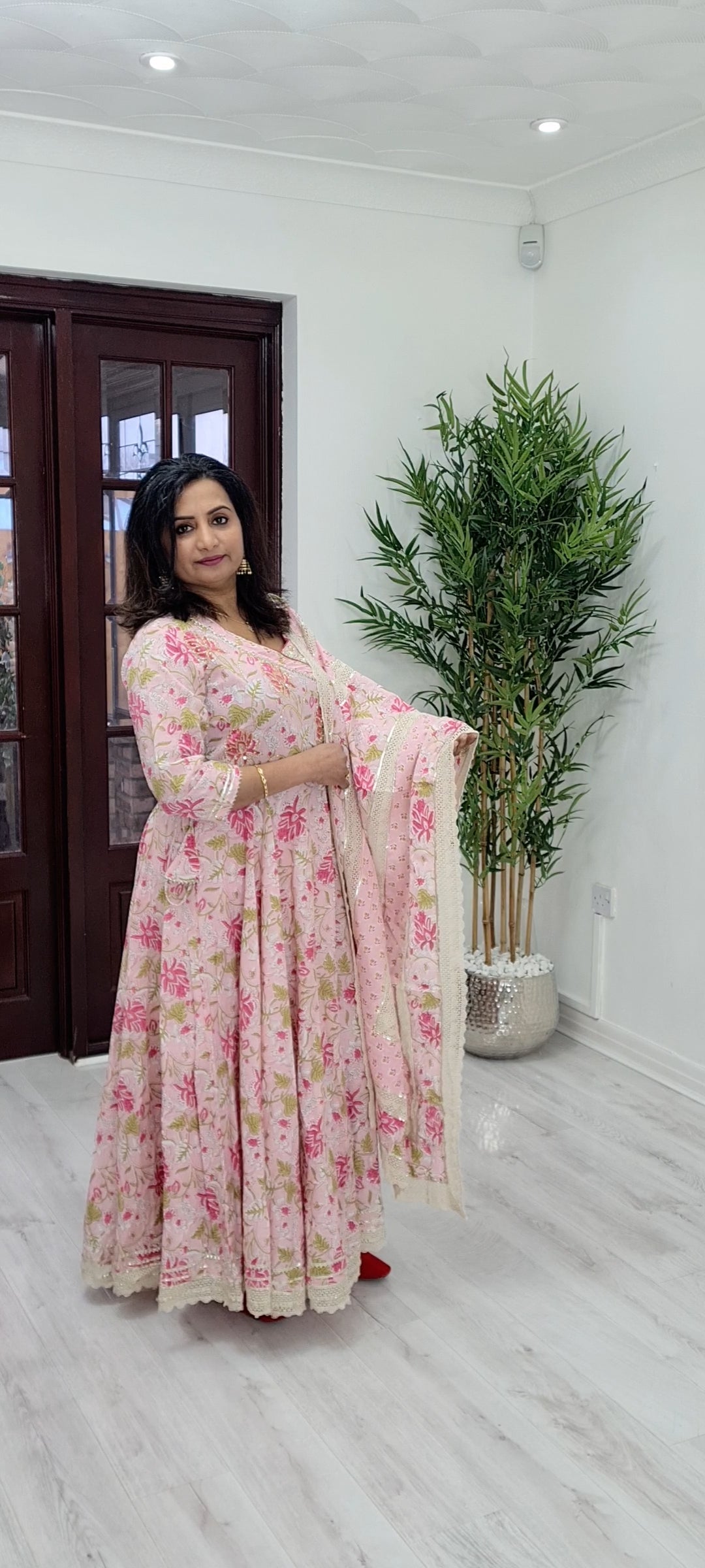 Beautiful Pure cotton  designer Anarkali  three piece suit.