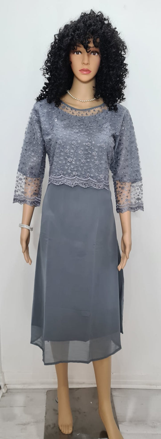 Georgette dress with lace work .